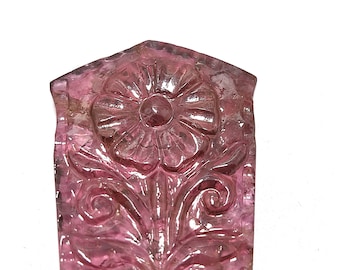 Rubellite Tourmaline Carving: 25.50ct Pink Floral Gemstone