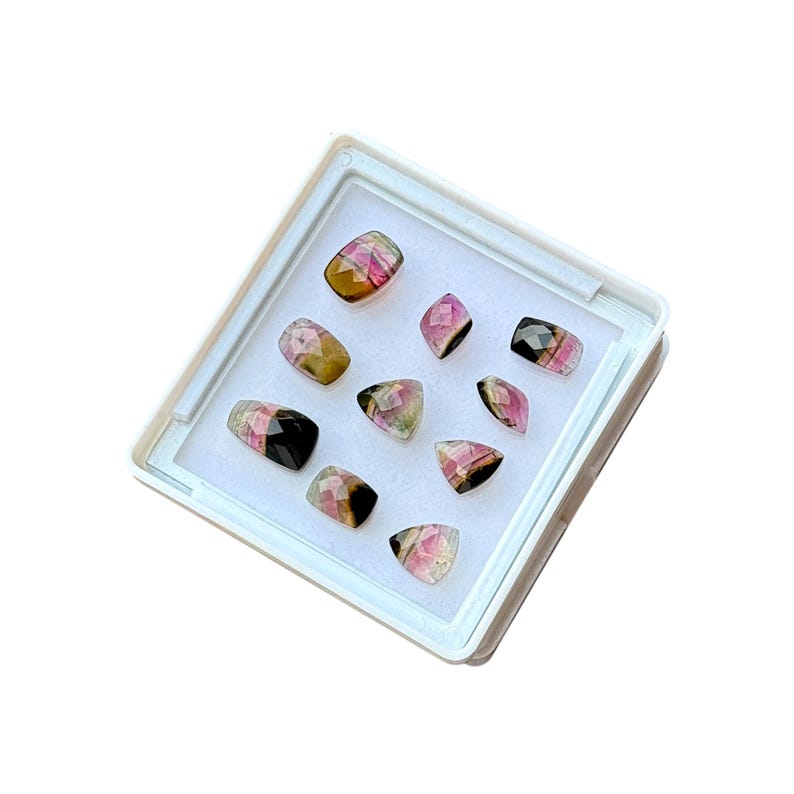 Natural Watermelon Tourmaline Rose Cut Fancy Shapes Lot, 10 Pcs Bi ...