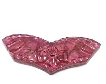 Rubellite Tourmaline Carving: 13.15 ct Pink Floral Gemstone (30x10mm)