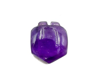 Hand Carved Amethyst Pendant: Fantasy Cut Jewelry (15x13mm, 15.60 Carats)