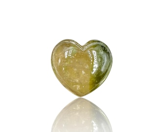 Hand Carved Green Tourmaline Heart: Semi Precious Gemstone Pendant (11x14 mm)
