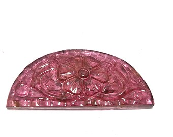 Rubellite Tourmaline Gemstone Carving: Hand Carved Floral Design (15.20cts)