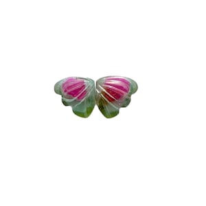 Bi-Color Tourmaline Carved Butterfly Wings: 16x8mm Gemstone Pair