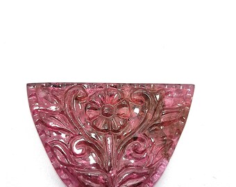 Rubellite Tourmaline Gemstone Carving: 26.50ct Pink Floral Carving (With Video)