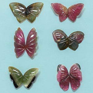 Tourmaline Butterfly Carvings: Handmade Gemstone Wings (2 Pcs)