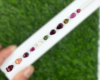Lote de piedras preciosas de turmalina multitallada con corte de pera: piedras sueltas de joyería de calidad AAA