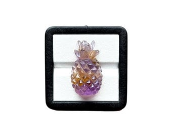 Natural Ametrine Pineapple Carving, Purple Yellow Gemstone , Crystal Fruit , Hand Carved Gemstone, Collector Gift