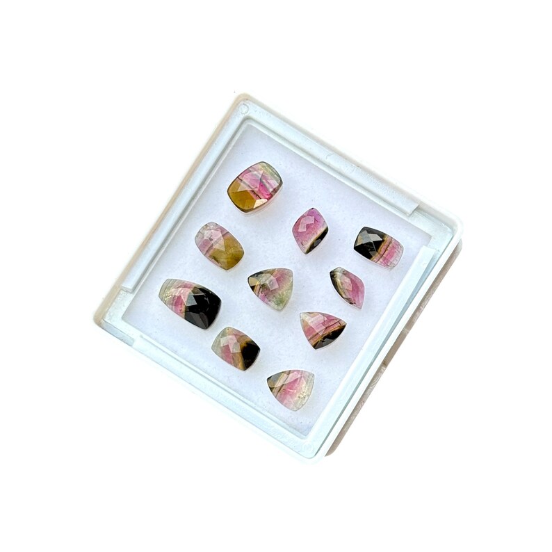 Natural Watermelon Tourmaline Rose Cut Fancy Shapes Lot, 10 Pcs Bi ...