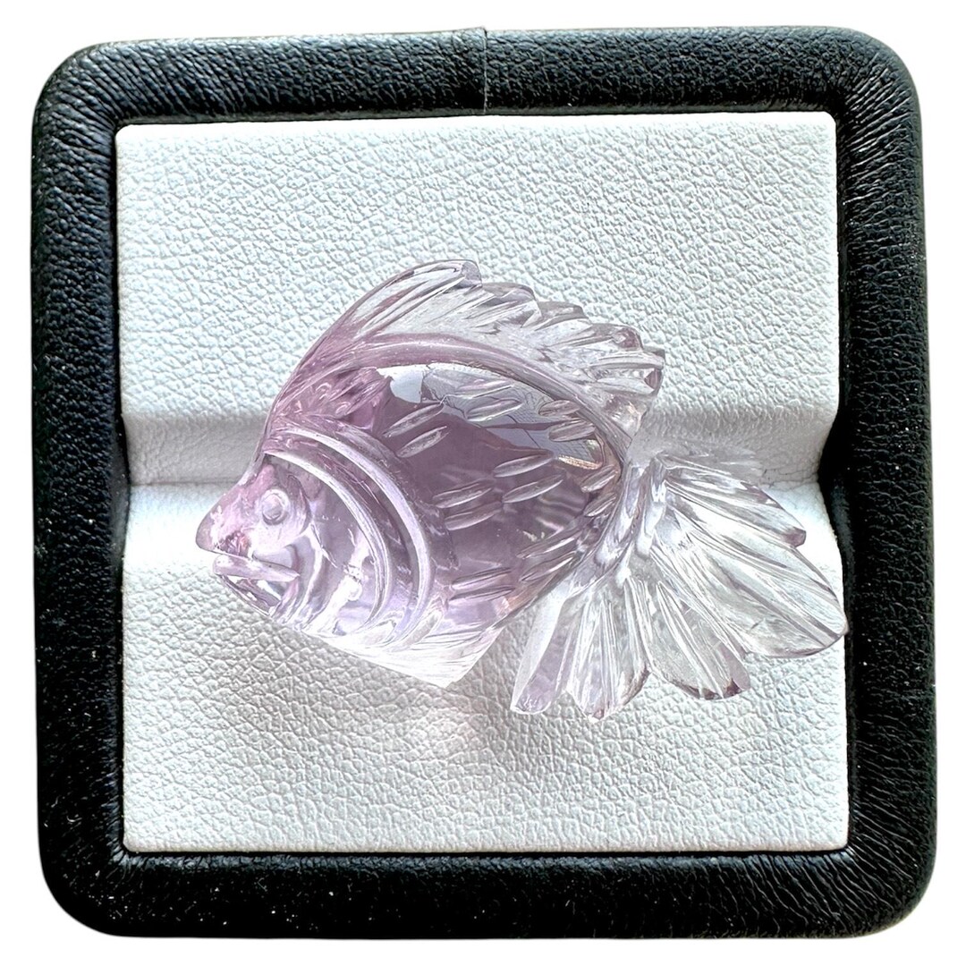 Hand-carved Amethyst Fish Figurine • Natural Crystal Fish Carving ...