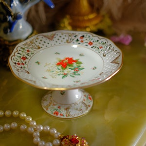 Vintage Oscar de la Renta Plato de soporte de pastel perforado