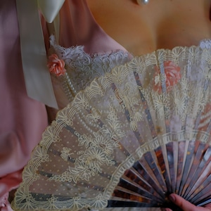 Antique Rare  Lace Hand Fan