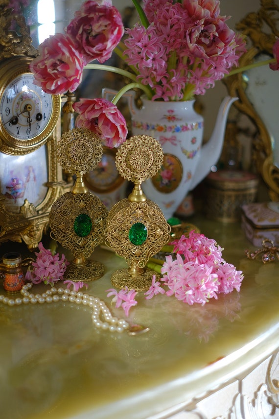 Antique Filigree Perfume Bottles Jeweled