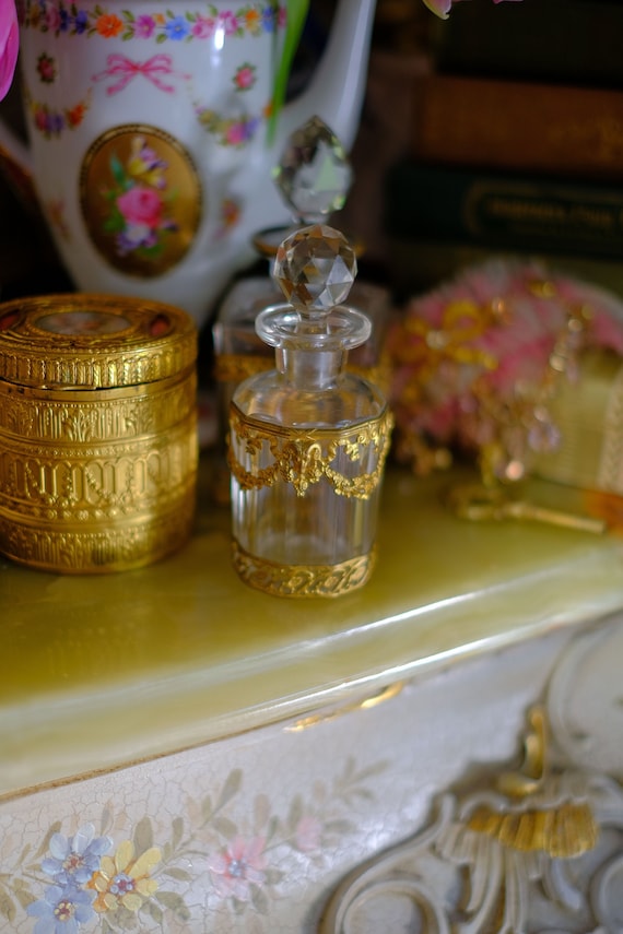 Pair of Antique French Glass and Ormolu Perfume Bo