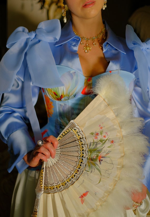 Antique Silk and Feathers Hand Fan