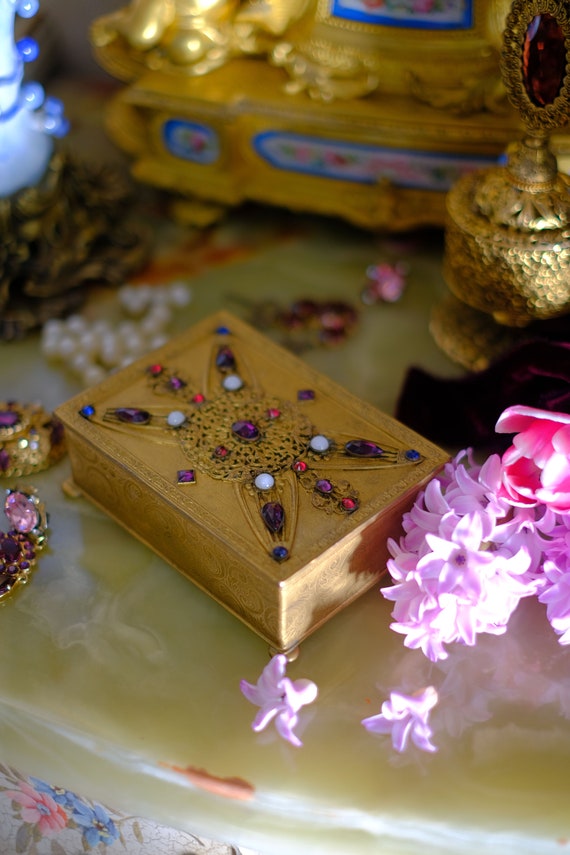 Antique Jewelry Box Apollo Jeweled Trinket Box - image 4