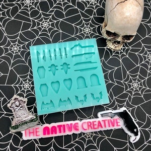 Spooky halloween shaker bits earring studs silicone mold palette for resin crafting *made to order *