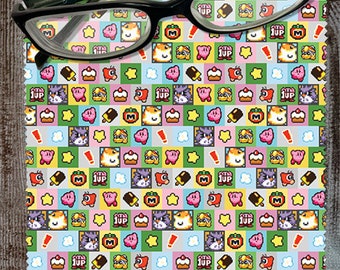 8 bit kirby microfiber cleaning cloth for glasses, sunglasses, cell phone screen, ipad, tablet