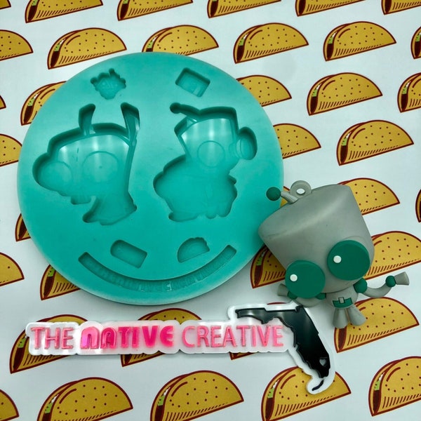 Invader zim gir pendant /  phone grip / badge reel / keychain silicone mold palette *made to order