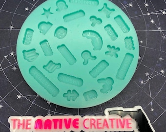 Zodiac symbols and names shaker bits silicone mold for resin crafting *made to order