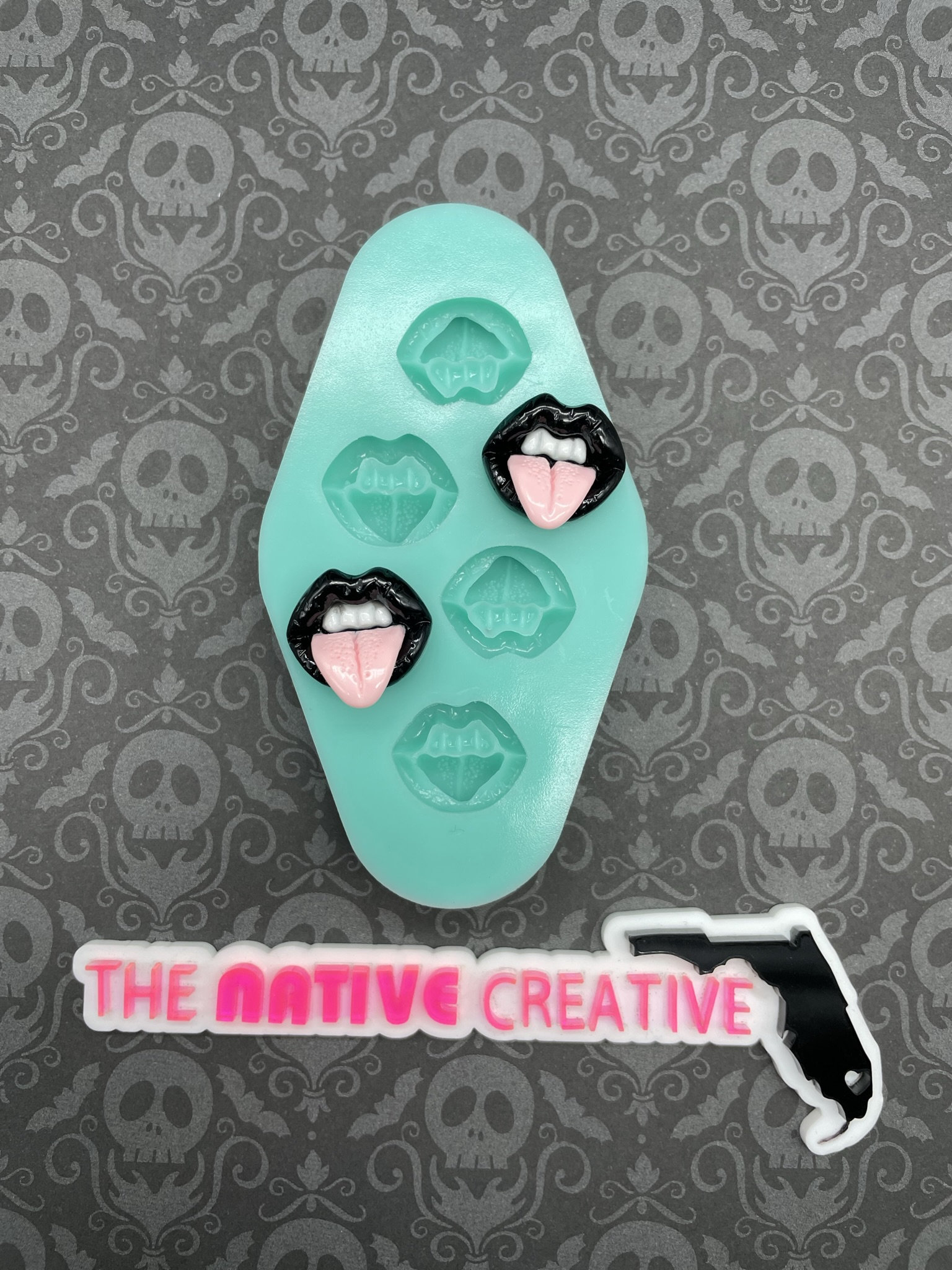 Vampire tongue out cabs silicone mold for resin crafting * made to order