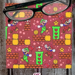 Super mario love microfiber cleaning cloth for glasses, sunglasses, cell phone screen, ipad, tablet