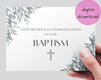 Baptism Printable Card, Instant Download . Christian Baptism Card, Printable Christian Baptism ...