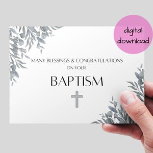 Taufkarte zum Ausdrucken, Sofort Download. Christliche Taufkarte, druckbare christliche Taufkarte. Taufkarte.