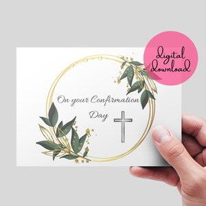 Auf die Karte zum Konfirmationstag. Druckbare Karte | Karte für Sie | Karte für Ihn | Blumen Bestätigungskarte | Religiöse Karte. DIGITALER DOWNLOAD.