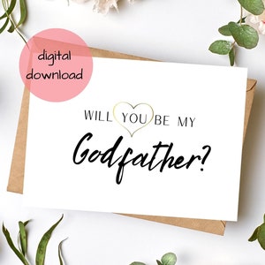 Tarjeta imprimible de propuesta de padrino, tarjeta Sé mi padrino, DESCARGA DIGITAL para padrino. Solicitud de padrino.