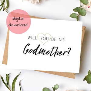 Tarjeta imprimible de propuesta de madrina, Sé mi tarjeta de madrina, DESCARGA DIGITAL para madrina, ¿Serás mi tarjeta de madrina, Pregúntale a madrina?