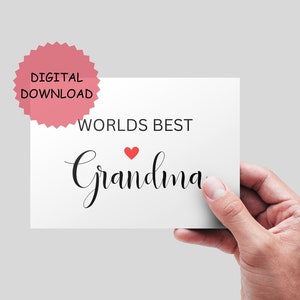 La mejor tarjeta imprimible de la abuela del mundo. Tarjeta para abuela. La mejor abuela. DESCARGA DIGITAL.
