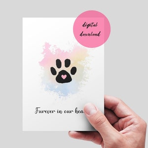 Hund Beileidskarte druckbare, Haustier Beileidskarte, Haustier Beileid, Haustier Tod, Verlust des Hundes, Hund Kondolenz, DIGITALDATEI. Katze Verlust Karte zum Ausdrucken