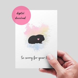 Meerschweinchen Verlust Karte zum Ausdrucken. DIGITALER DOWNLOAD. Haustier Verlust Karte. Meerschweinchen Verlust Geschenk.