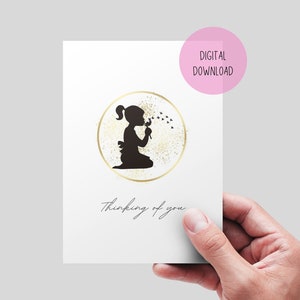 Thinking of you printable card.  DIGITAL DOWNLOAD. Dandelion card. 5x7 digital card. Sympathy card.
