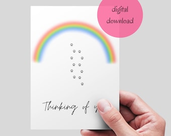 Dog Sympathy Card Printable, Pet Condolence Card, Pet Sympathy, Pet Death, Loss of Dog,Dog Condolence, DIGITAL FILE. Cat loss printable card