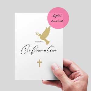Op uw bevestigingsdagkaart. Afdrukbare kaart | Kaart voor haar | Kaart voor hem | Gouden bevestigingskaart | Religieuze kaart. DIGITALE DOWNLOAD.