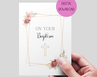 Baptism Printable Card, Instant Download . Christian Baptism Card, Printable Christian Baptism Card. Christening card.