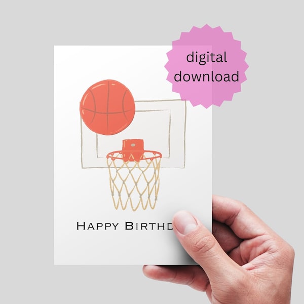 Printable Basketball Birthday Card Etsy