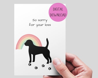 Dog Sympathy Card Printable, Pet Condolence Card, Pet Sympathy, Pet Death, Loss of Dog,Dog Condolence, DIGITAL FILE