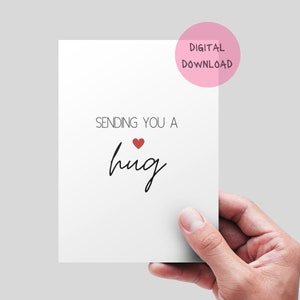 Ich sende dir eine Umarmung druckbare Karte. DIGITALER DOWNLOAD. Freundschaftskarte, Pick Me Up Geschenk, Karte für den besten Freund, Umarmungskarte. 18cmx18cm