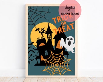 Trick or Treat Printable wall art, Ghost Halloween Print,  Halloween Printable, Halloween Prints, Kids Halloween Decor *DIGITAL DOWNLOAD*