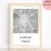 Warsaw Printable Map. Warsaw Poster. Poland Map. Warszawa - Etsy UK