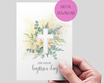 Baptism Printable Card, Instant Download . Christian Baptism Card, Printable Christian Baptism Card. Christening card.