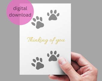 Dog Sympathy Card Printable, Pet Condolence Card, Pet Sympathy, Pet Death, Loss of Dog,Dog Condolence, DIGITAL FILE. Cat loss printable card