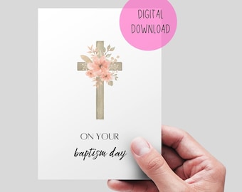 Baptism Printable Card, Instant Download . Christian Baptism Card, Printable Christian Baptism Card. Christening card.