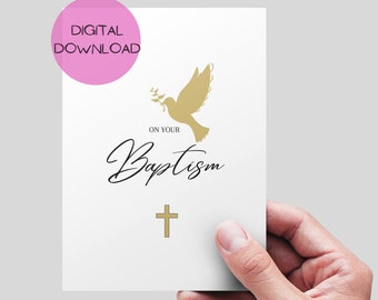 Doop afdrukbare kaart, direct downloaden. Christelijke doopkaart, afdrukbare christelijke doopkaart. Doopkaart.
