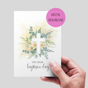 Tarjeta imprimible de bautismo, descarga instantánea. Tarjeta de Bautismo Cristiano, Tarjeta de Bautismo Cristiano imprimible. Tarjeta de bautizo.