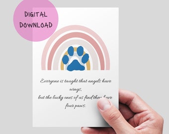 Dog Sympathy Card Printable, Pet Condolence Card, Pet Sympathy, Pet Death, Loss of Dog,Dog Condolence, DIGITAL FILE. Cat loss printable card