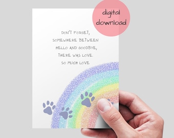 Dog Sympathy Card Printable, Pet Condolence Card, Pet Sympathy, Pet Death, Loss of Dog,Dog Condolence, DIGITAL FILE. Cat loss printable card