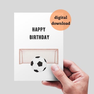 Soccer Football Happy Birthday Printable Card. Soccer fan card.  DIGITAL DOWNLOAD. Football card 5x7.